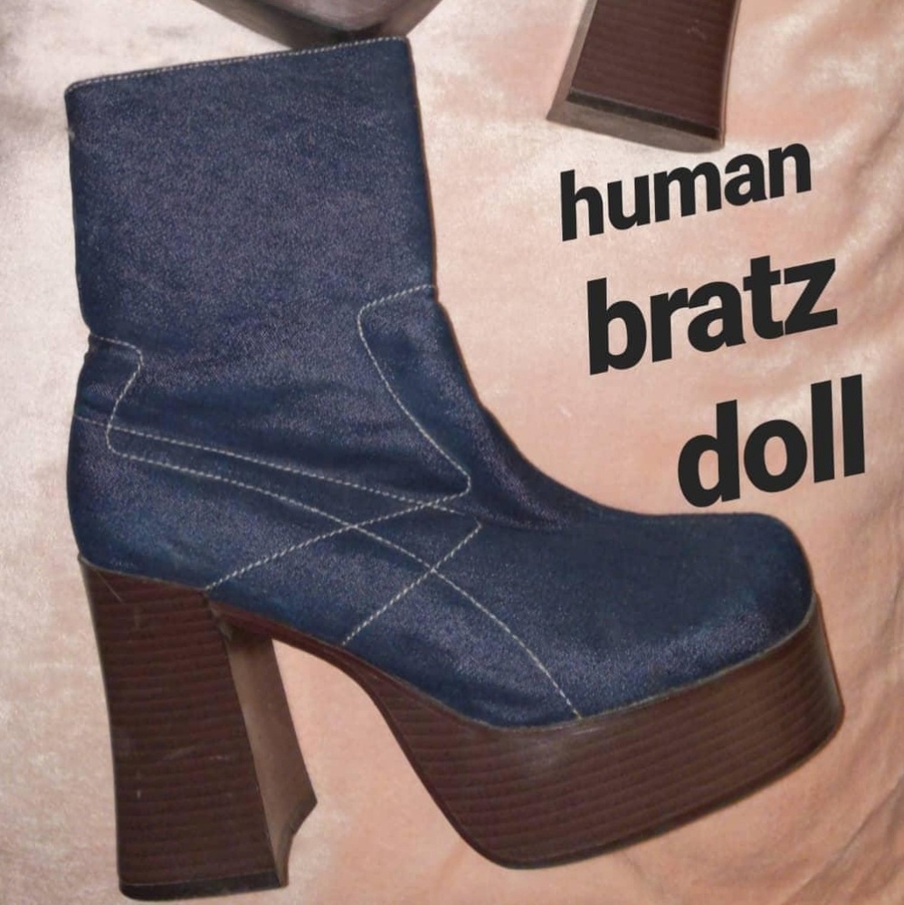 Vintage Denim Platform Boots sz 8